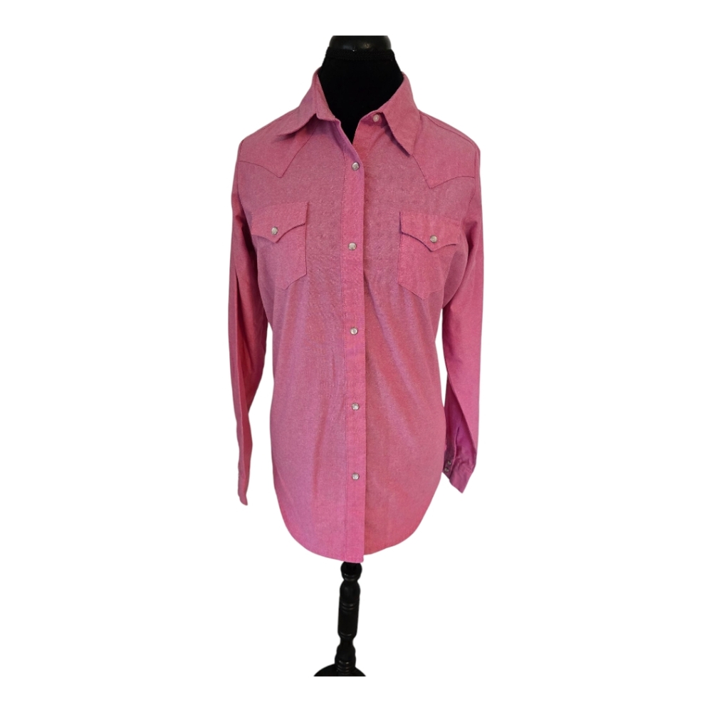 Wrangler Women's Long Sleeve Pink Button-Down Shirt Size Large